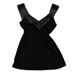 BB Apparel Satin Trim V-Neck Tank/Camisole Top Womens Black M 97i
